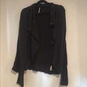 Free People Brown Draped Cardigan Sweater Sz Large